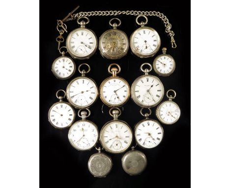 A silver hunting cased lever watch, white enamel dial and movement signed Jas McCabe, Royal Exchange, London, no. 07991, in a