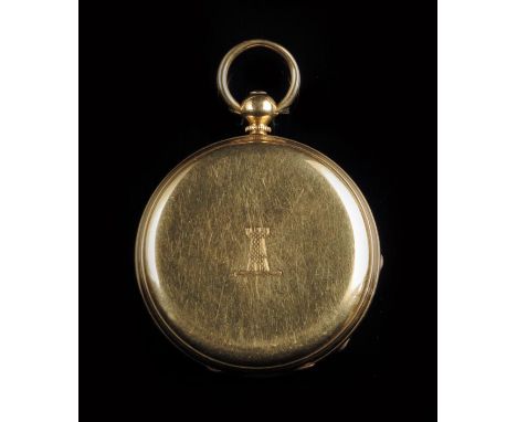 An 18ct gold hunting cased lever watch, signed William Wood, 69 Lord St, Liverpool, no. 7816, white enamel dial, in a case wi