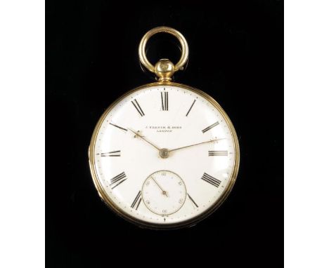 An 18ct gold lever watch, three-quarter plate movement signed J. French & Sons, London, no. 7081, signed white enamel dial, f
