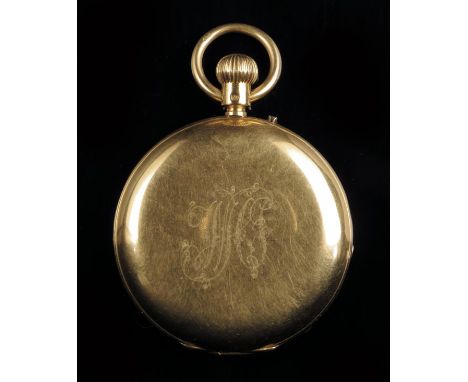 An 18ct gold hunting cased keyless lever centre seconds watch, three-quarter plate movement signed L.W. Zimmerman, Liverpool 