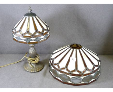 TIFFANY STYLE TABLE LAMP, 40cms tall, and matching ceiling lamp shade, 30cms diameter