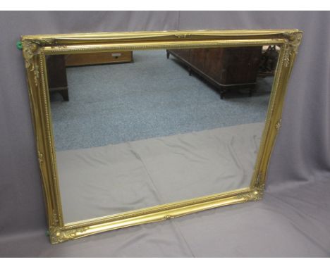 GILT FRAMED REPRODUCTION WALL MIRROR, 106cms H, 129cms W