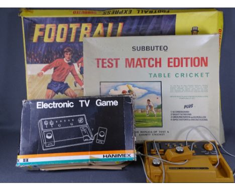 VINTAGE HANIMEX ELECTRONIC TV GAME with Subbuteo Football Express and table cricket games