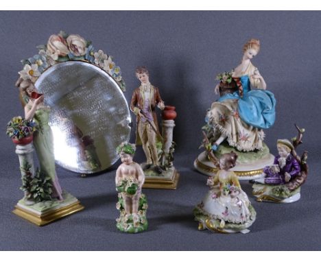 CONTINENTAL FIGURINES and a Barbola mirror