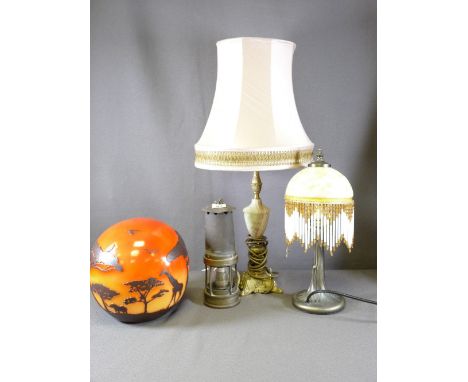 MINERS LAMP CONVERTED, lustre table lamp, novelty safari lamp ETC E/T