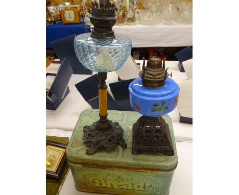 OIL LAMP &amp; ADVERTISING TIN FOR 'WHEAT HEART OF BREAD'