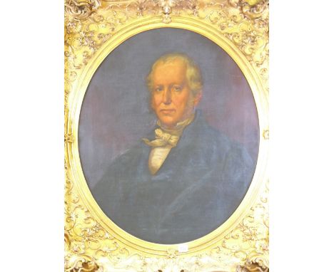 OIL ON CANVAS - portrait of a Georgian Gentleman, oval format in fine frame, unsigned, overall size including frame 100 x 84c