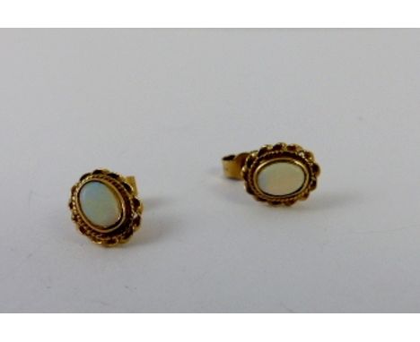 9ct gold opal stud earrings