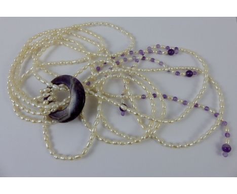 Freshwater pearl and amethyst necklace
