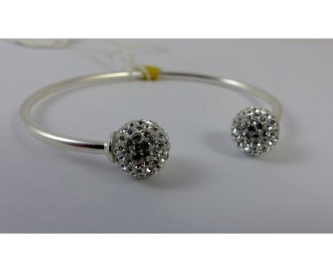 Sterling silver stone set torque bangle