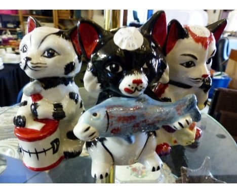Three Lorna Bailey ceramic cats