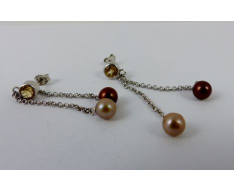Sterling silver real pearl drop earrings