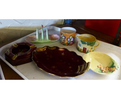 Six pieces of Carltonware including Rouge Royale and Water Lily toast rack