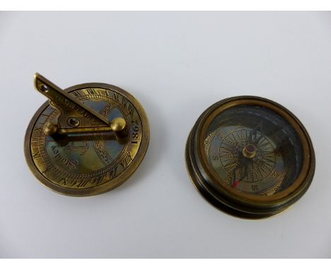 Brass pocket compass / sundail stamped Stanley of London