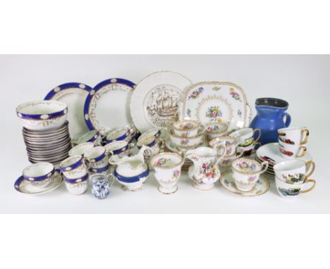 A Crown Staffordshire 20 piece tea service, six Westminster China Australia tea cups and saucers, depicting veteran cars, Vic