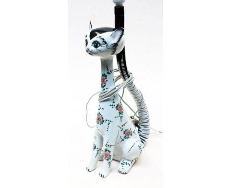 A Vintage cat table lamp. H46cm. Condition - good, crazed but no damage.