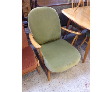 An Ercol light elm and beech lounge chair