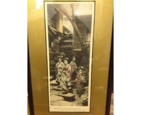 Four chrystoleums and a print of geisha girls