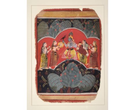 (GARLAND OF MUSICAL MODES): VASANT RAGNI ORCHHA, MALWA, CENTRAL INDIA, CIRCA 1645With opaque pigments, on paper, with a centr