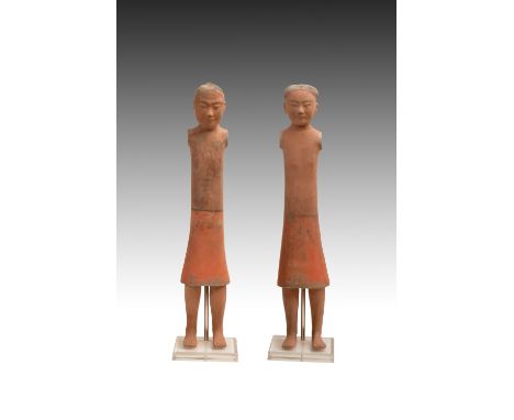 Each slender figure modelled standing with detailed naturalistic expressions, with cold painted pigmentsWith Perspex stands (