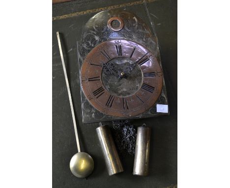 A German brass and copper faced wall clock, two weights