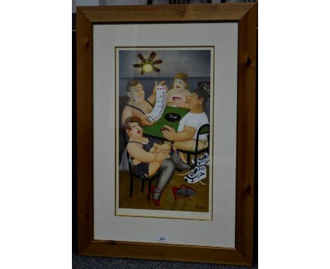 Beryl Cook (1926 -2008), by and after, Strip Poker, signed in pencil, 610/650, blindstamp, limited edition offset lithograph,