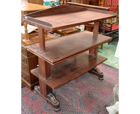 A 19th century mahogany rise and fall buffet, three quarter architectural gallery. c.1850