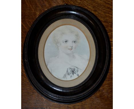 English School (19th century), a portrait miniature, of a young girl, her dress tied with a ribbon, signed McC** and dated 18