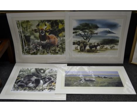 Wolfgang Weber, after, Elephants in East Africa, giclee print, signed to margin, edition number 572/750, 55cm x 68cm, unframe