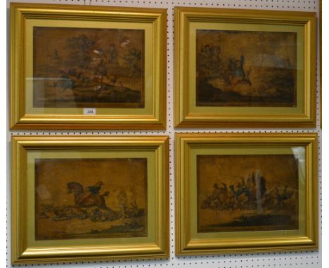 James Gillray (1757-1815), a set of four hunting caricatures, Hounds In Full-Cry, Hounds Finding, Coming In At The Death and 