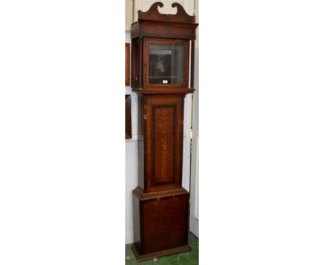 A George III mahogany crossbanded oak longcase clock case, c.1810