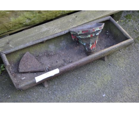 A cast iron pig trough (af); a Victorian cast iron rain hopper. (2)