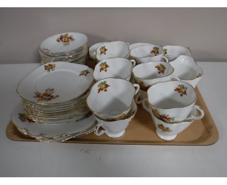 A tray containing a thirty-two piece Windsor bone china tea service