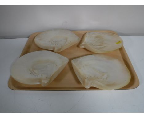 Four mother of pearl shell dishes 