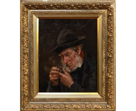 WILLIAM MARSHALL BROWN RSA RSW (SCOTTISH 1863 - 1936), FISHERMAN oil on canvas, signedframedimage size 51cm x 41cm, overall s