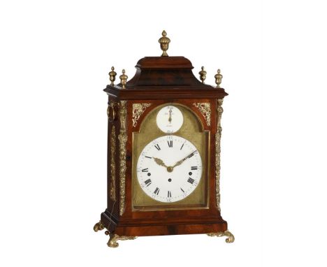 A GEORGE III BRASS MOUNTED MAHOGANY QUARTER-CHIMING TABLE CLOCK WITH FIRED ENAMEL DIAL INSERTSJOHN TAYLOR, LONDON, CIRCA 1780