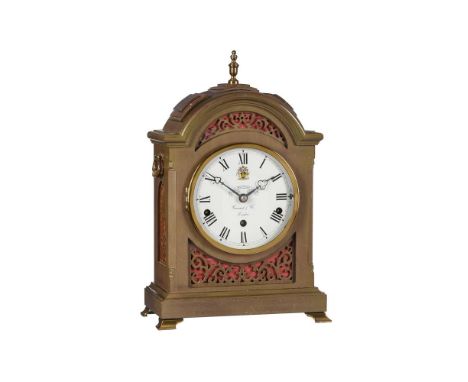 A BRASS MOUNTED MAHOGANY QUARTER-CHIMING CLOCKMAKERS COMPANY COMMEMORATIVE BRACKET CLOCKF.W. ELLIOTT LIMITED FOR GARRARDS, LO