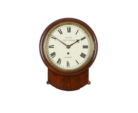 A VICTORIAN MAHOGANY FUSEE DROP-DIAL WALL TIMEPIECE WITH EIGHT-INCH DIALTHE DIAL INSCRIBED FOR FRENCH, LONDON, MID 19th CENTU