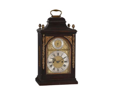 A FINE AND RARE GEORGE II GILT BRASS MOUNTED EBONISED QUARTER-STRIKING TABLE CLOCKHENRY HINDLEY, YORK, MID 18th CENTURYThe si