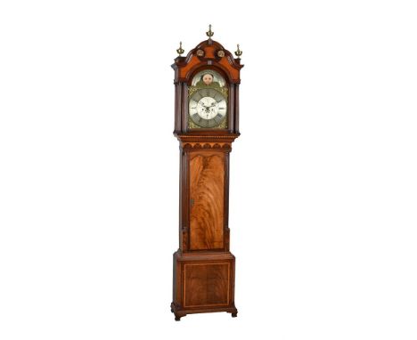 A GEORGE III MAHOGANY AND SATINWOOD EIGHT-DAY LONGCASE CLOCK WITH TIDAL INDICATION AND MOONPHASE WILLIAM TARLETON, LIVERPOOL,