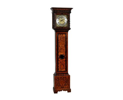 A WALNUT AND FLORAL MARQUETRY EIGHT-DAY LONGCASE CLOCKTHE MOVEMENT AND DIAL BY LANGLEY BRADLEY, LONDON, 18th CENTURYThe five 