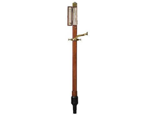 A REGENCY MAHOGANY MERCURY CISTERN-TUBE MARINE STICK BAROMETERCARY, LONDON, EARLY 19th CENTURYWith brass suspension ring abov