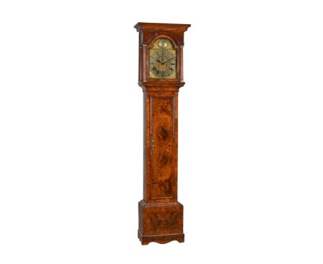 A QUEEN ANNE BURR WALNUT EIGHT-DAY LONGCASE CLOCKTHE DIAL SIGNED FOR JOHN KIRTON, EARLY 18th CENTURYThe five finned pillar in