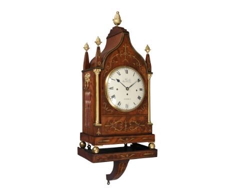 Y AN IMPRESSIVE GEORGE IV BRASS INLAID MAHOGANY QUARTER-CHIMING BRACKET CLOCK WITH WALL BRACKETFRENCH, LONDON, CIRCA 1825The 