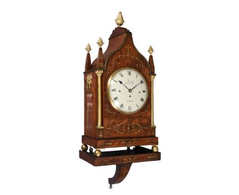 Y AN IMPRESSIVE GEORGE IV BRASS INLAID MAHOGANY QUARTER-CHIMING BRACKET CLOCK WITH WALL BRACKETFRENCH, LONDON, CIRCA 1825The 