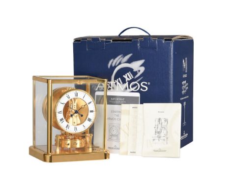 A SWISS GILT BRASS 'ATMOS' TIMEPIECE COMPLETE WITH PAPERWORK AND ORIGINAL PACKAGINGJAEGER-LE COULTRE, MODEL 540, 2001The sing