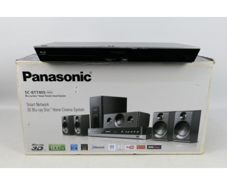 A boxed Panasonic Blu-ray Home Theatre Sound System, model SC - BTT405, unchecked for completeness.