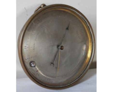 A late Victorian aneroid barometer, with thermometer, circa 20cm dia.