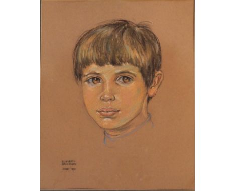 Elizabeth Balneaves (20thC).  Portrait of a boy, quarter profile, chalk, signed and dated June 1972, 35cm x 28cm.