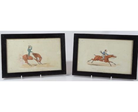 OMB (19thC School). Humourous character figure on horseback, and another, first entitled Symptoms Of Very Fast But Not Showy 